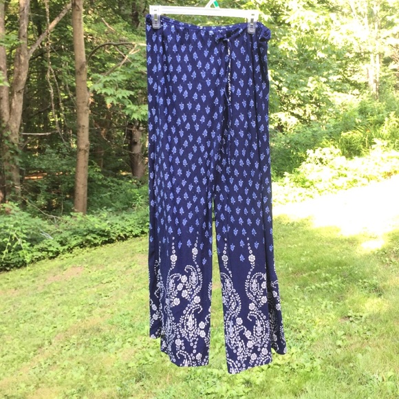 Flowy Bohemian Pajama Bottom Pants - Picture 1 of 3